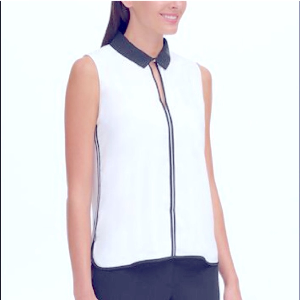 T Hilfiger, Navy with off white Sleeveless Blouse